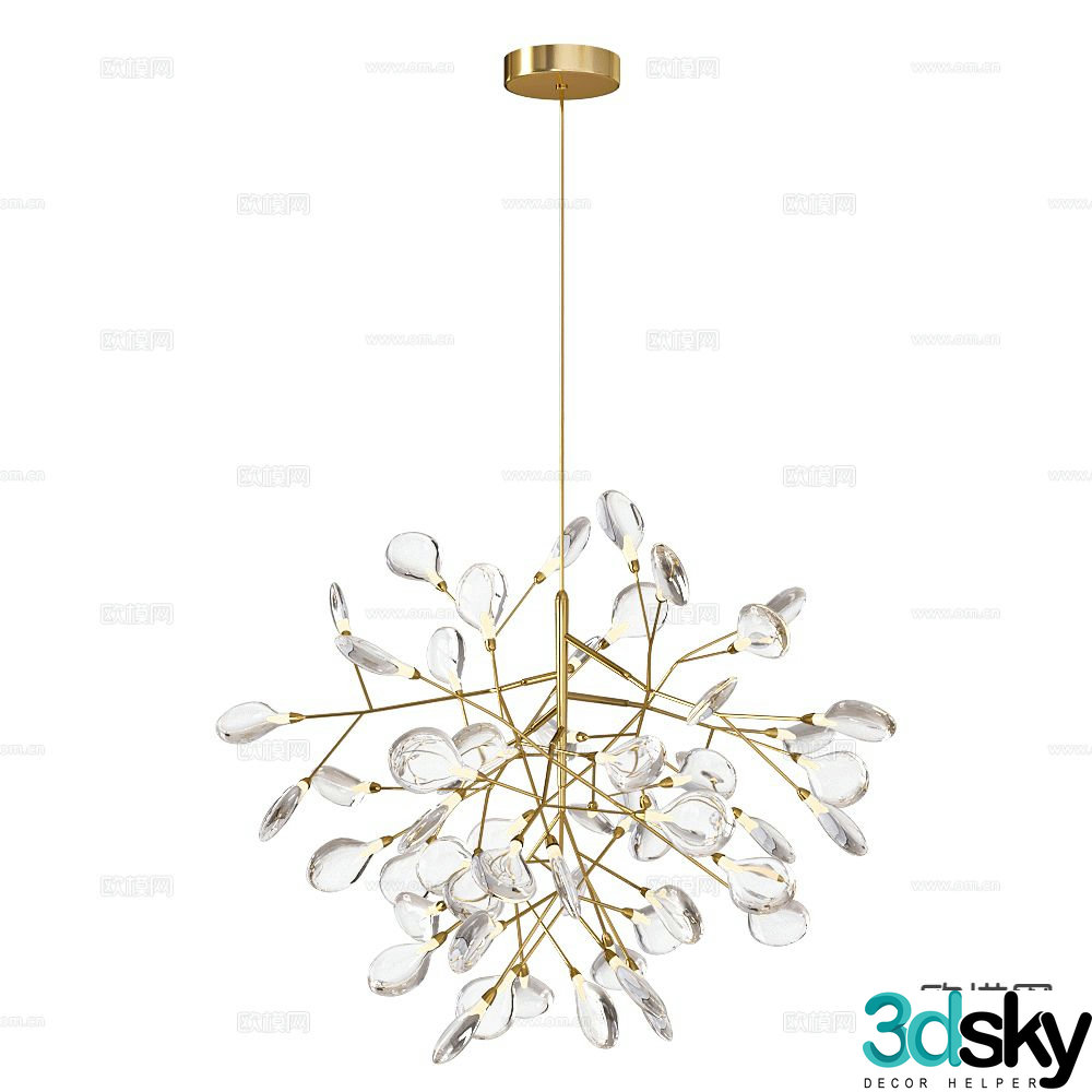 Light luxury crystal chandelier 3d model