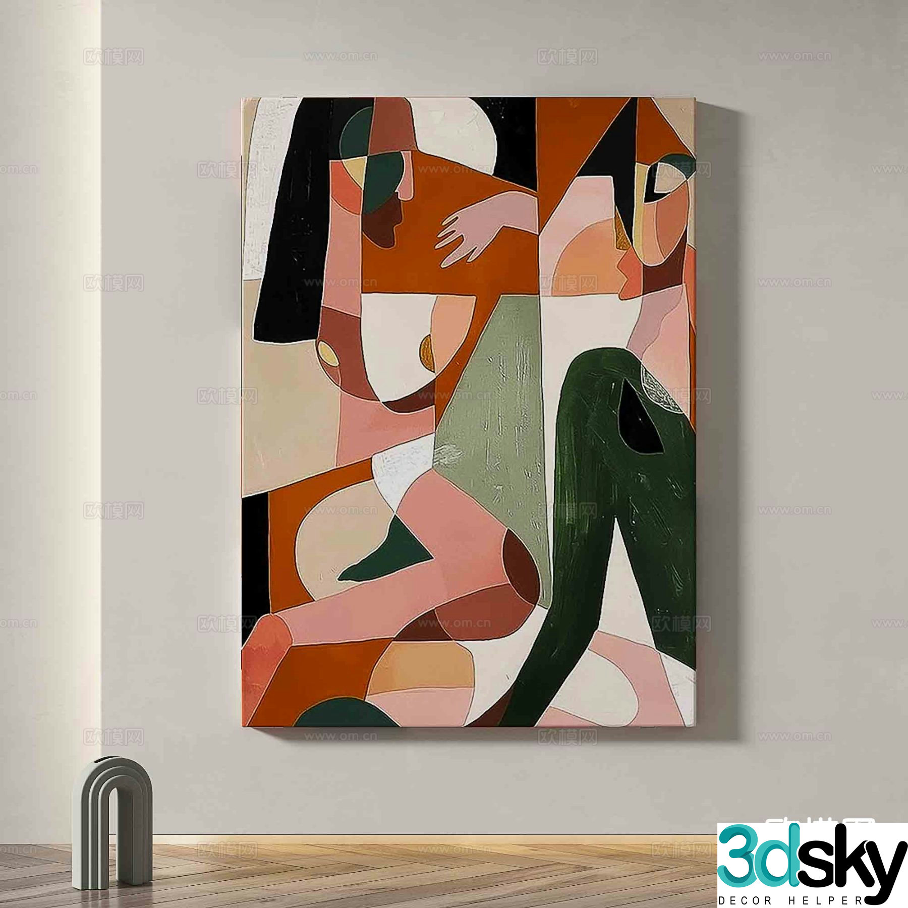 Nordic hanging painting abstract hanging painting decorative painting 3d model