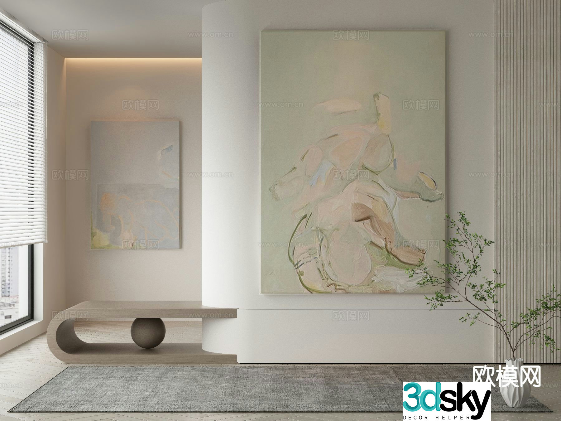 Modern decorative painting small fresh hanging painting 3d model