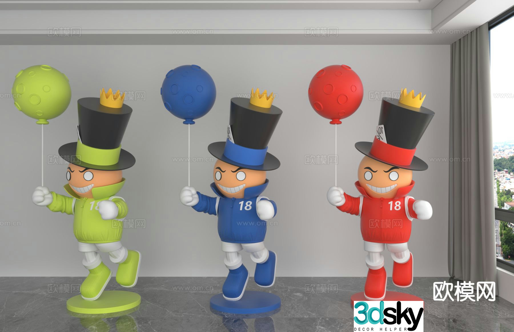 Modern colorful cartoon doll trendy toy ornament 3D model