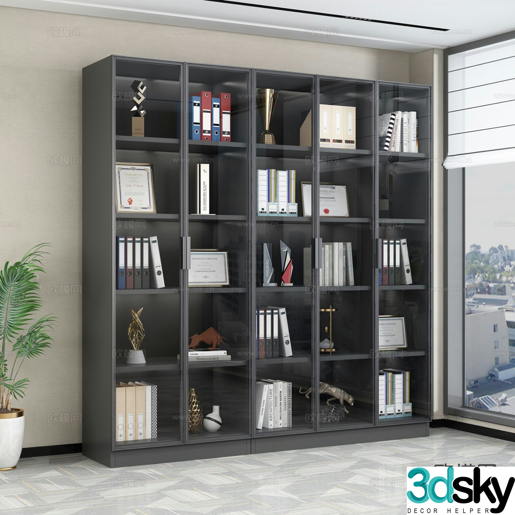 Modern bookcase display cabinet 3d model