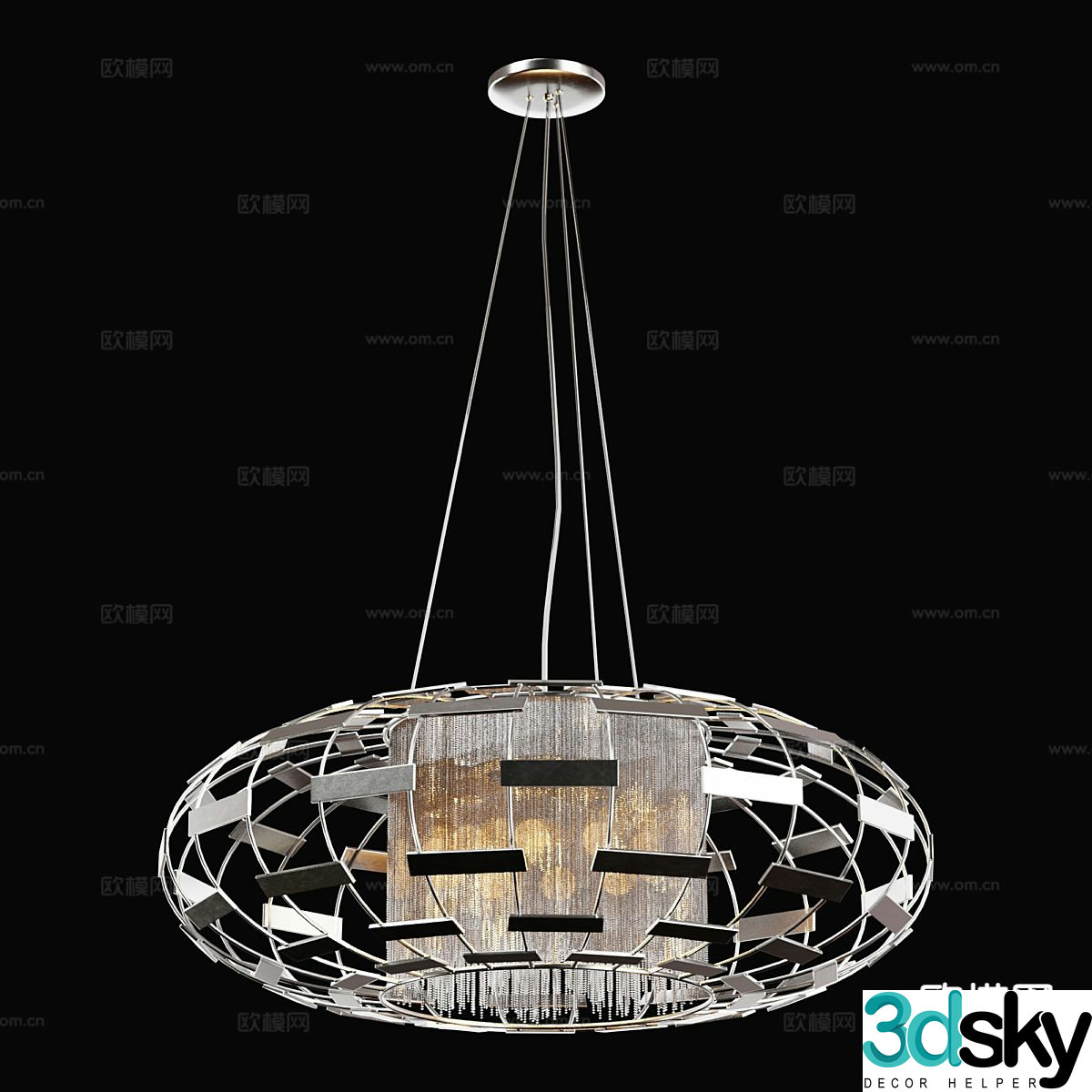 Light luxury crystal chandelier 3d model