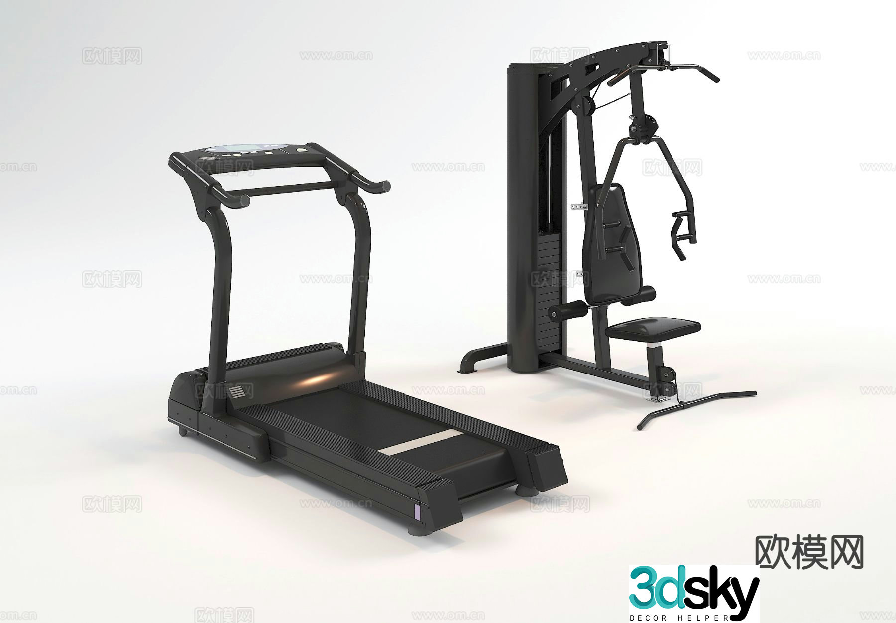 Modern fitness equipment treadmill 3d model