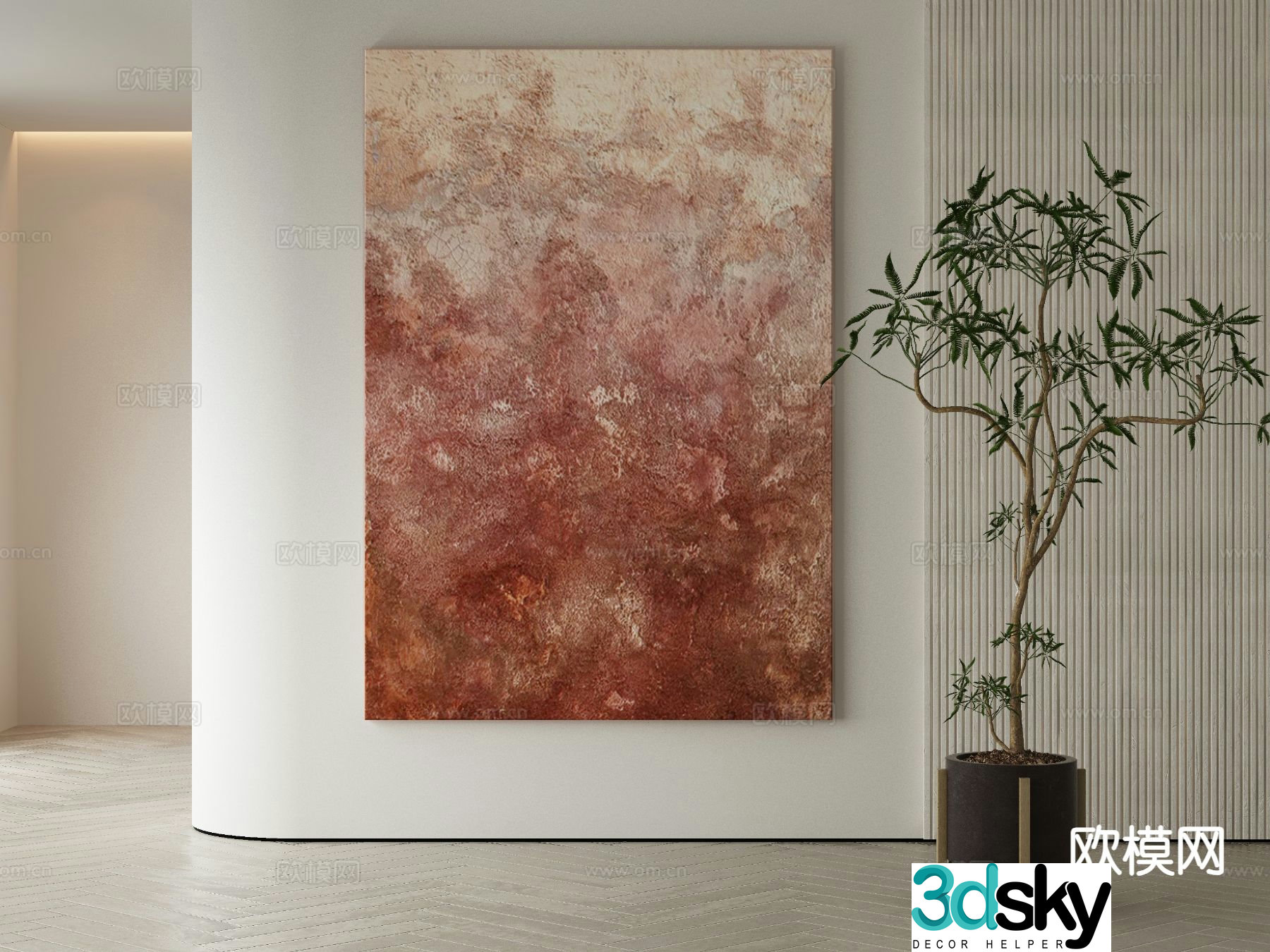 Modern decorative painting texture painting abstract painting 3d model