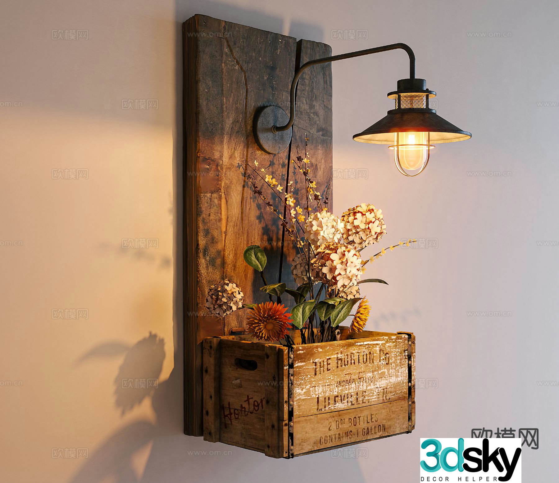 Log style wall lamp 3d model