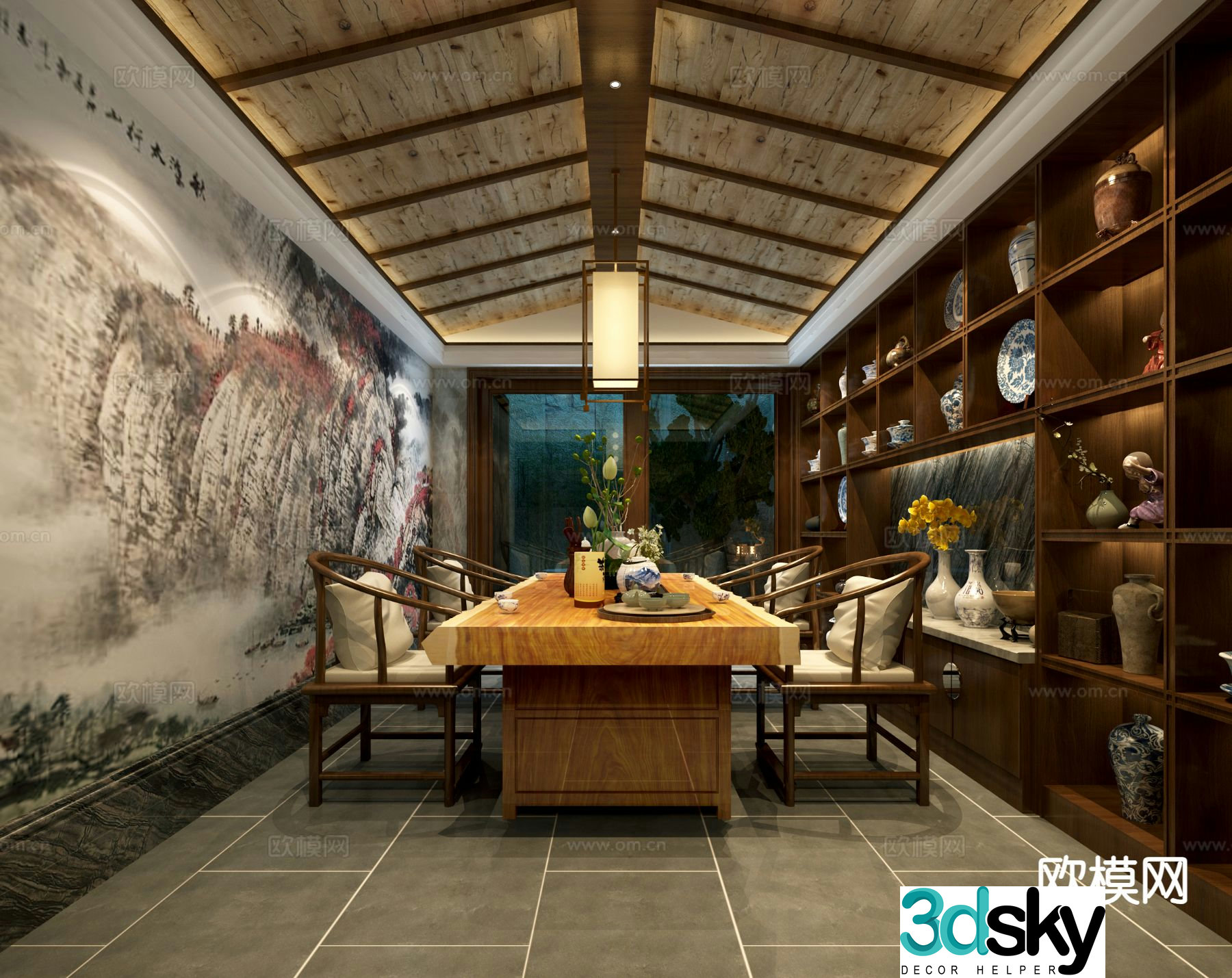 New Chinese tea room 3d model