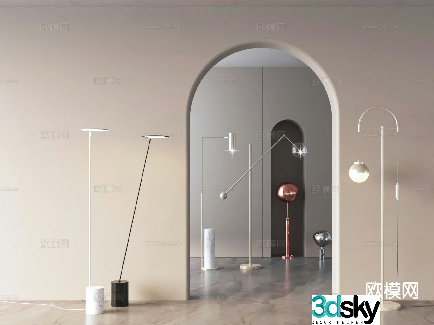 Modern floor lamp turning head floor lamp 3d model