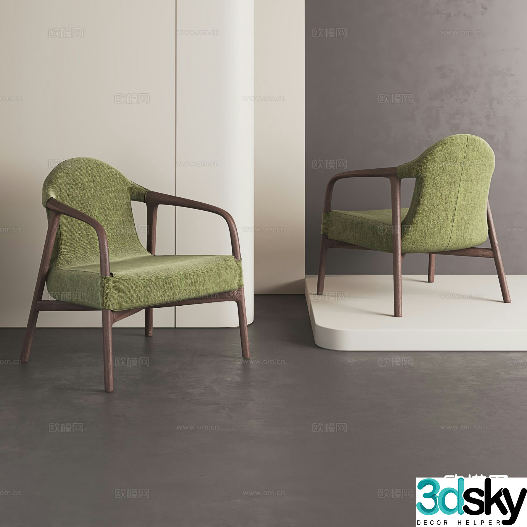 Nordic leisure chair armchair 3d model