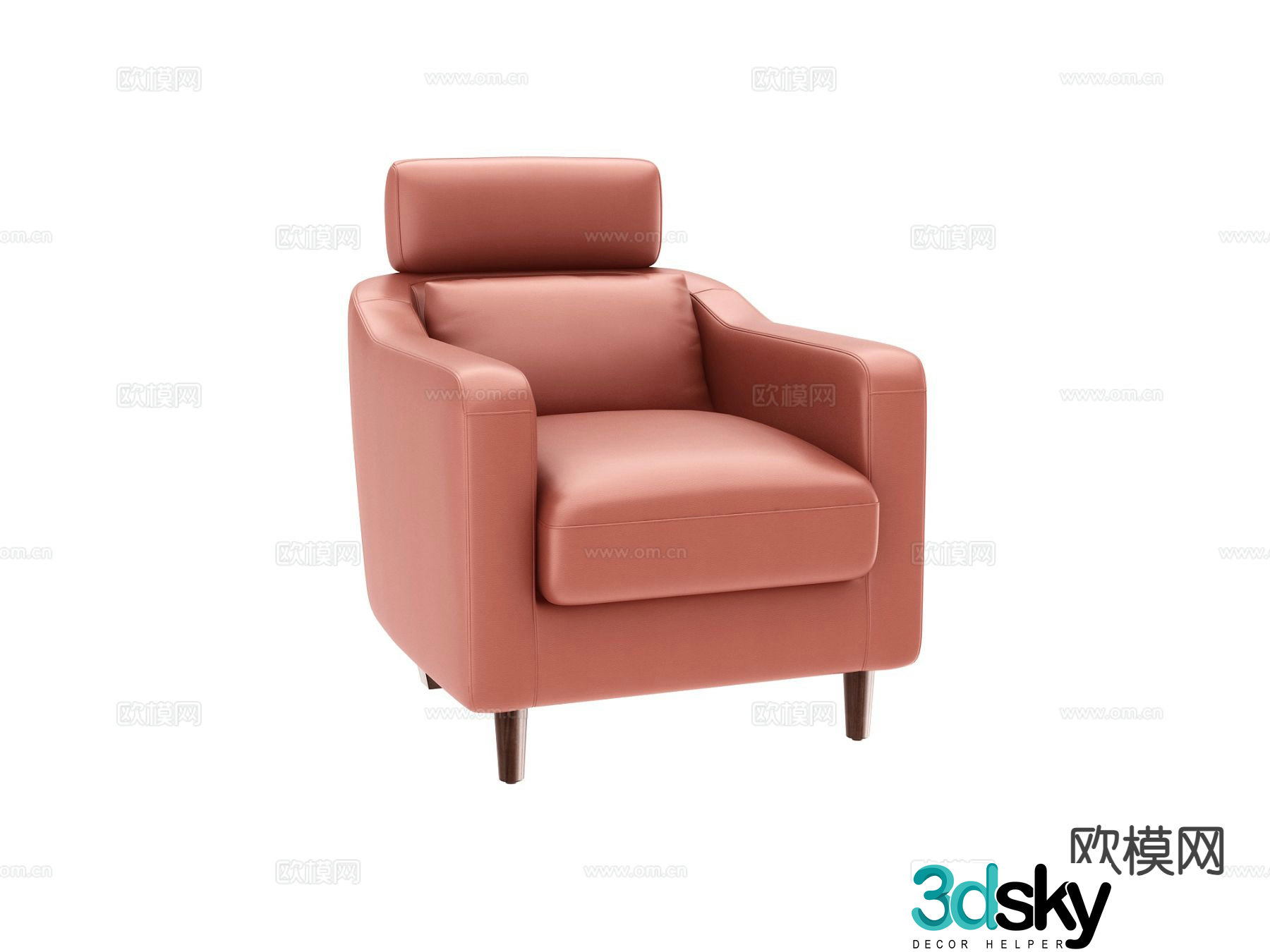 Italian leather chair leisure chair 3d model