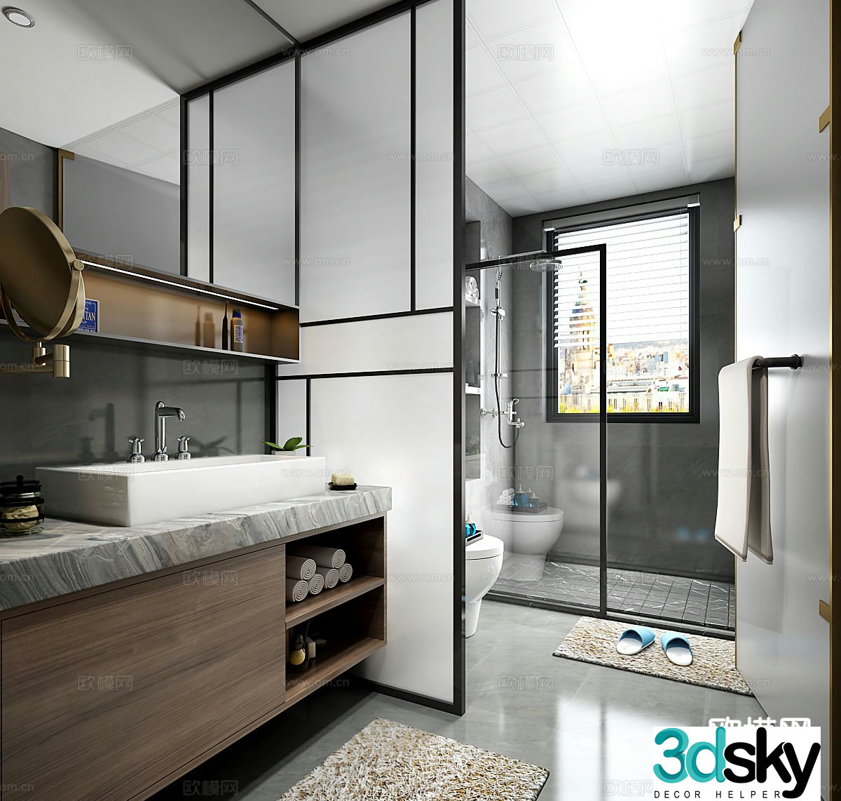 Modern bathroom bathroom toilet 3d model