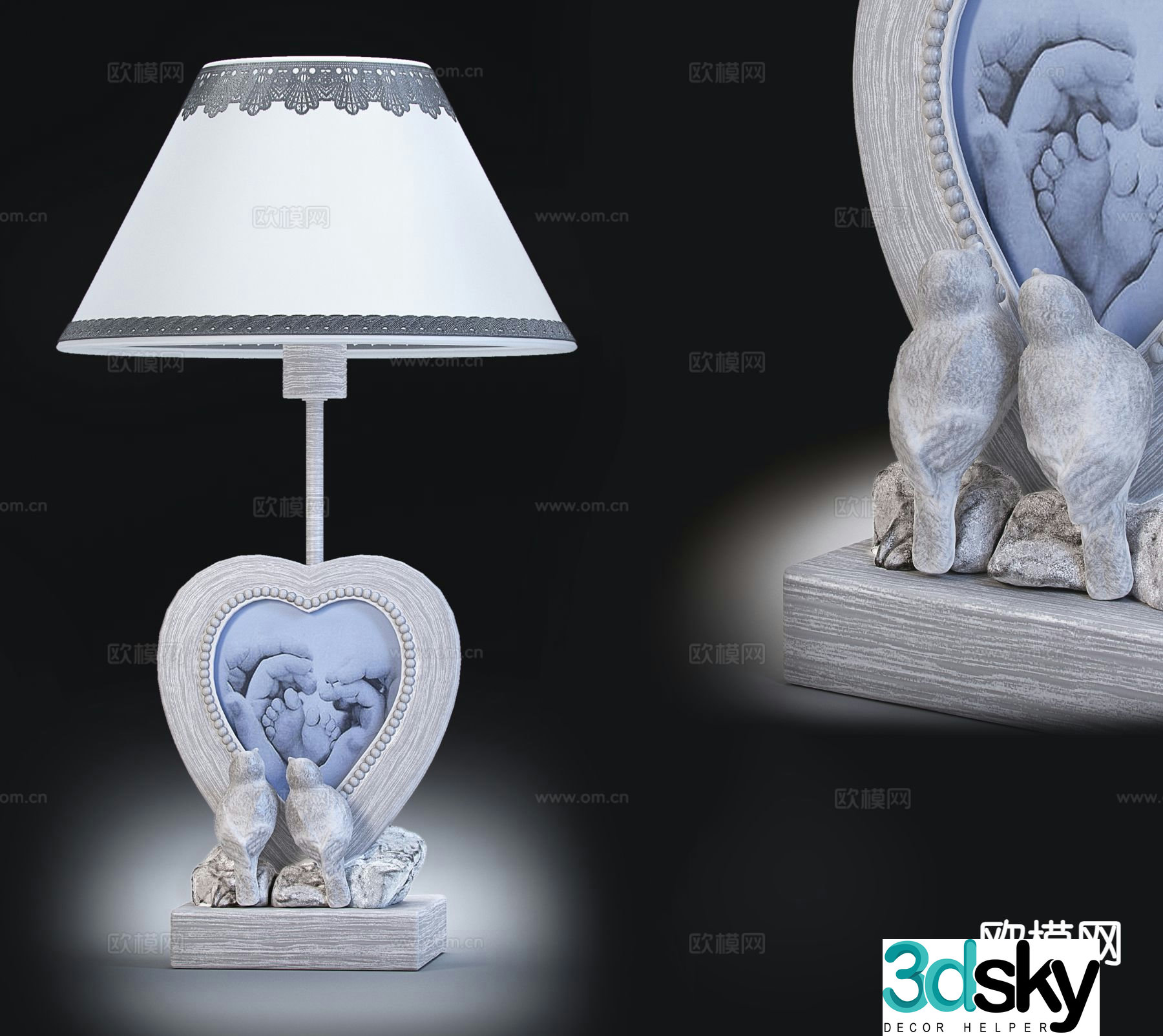 European desk lamp 3d model