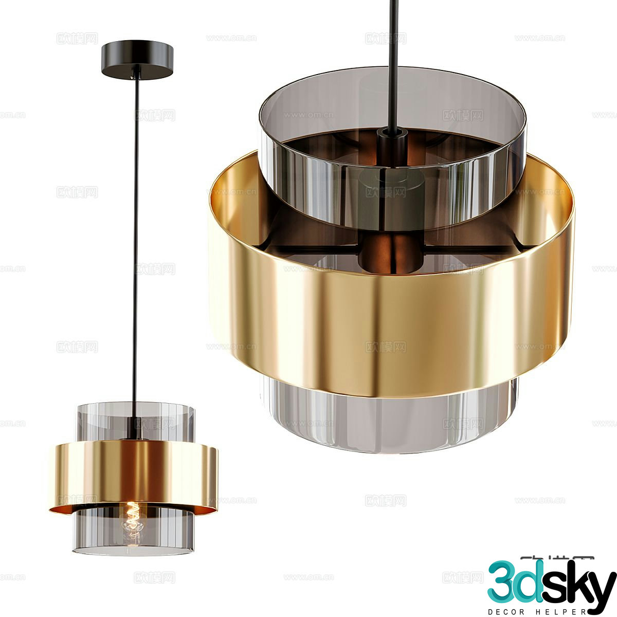 Light luxury glass chandelier 3d model