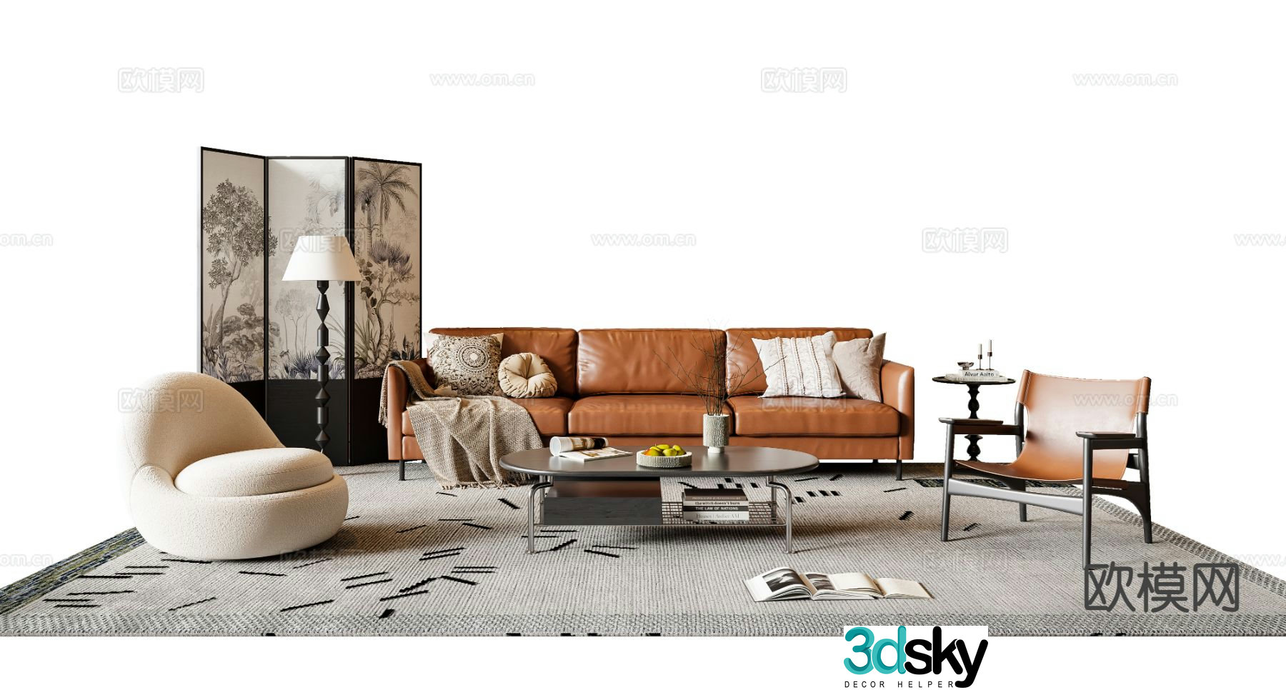 Medieval style modular sofa 3D model