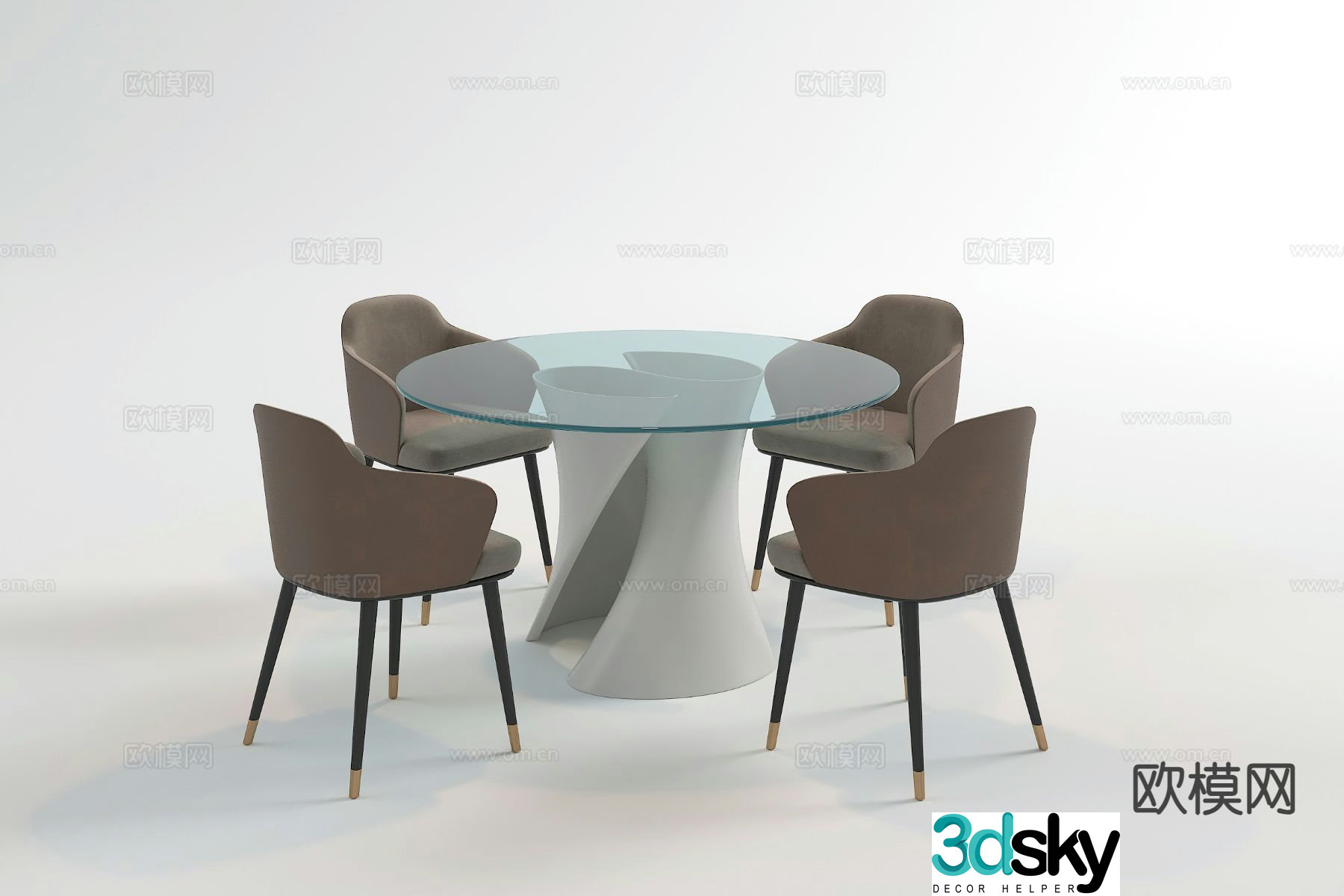 Modern negotiation table leisure table and chairs 3d model