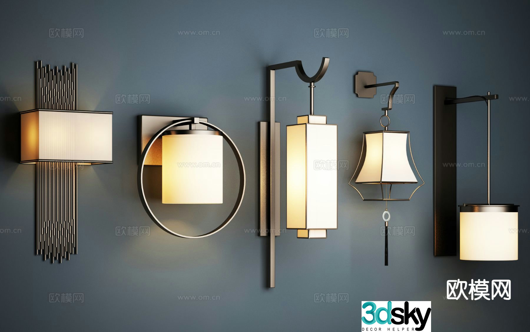 New Chinese style wall lamp 3d model