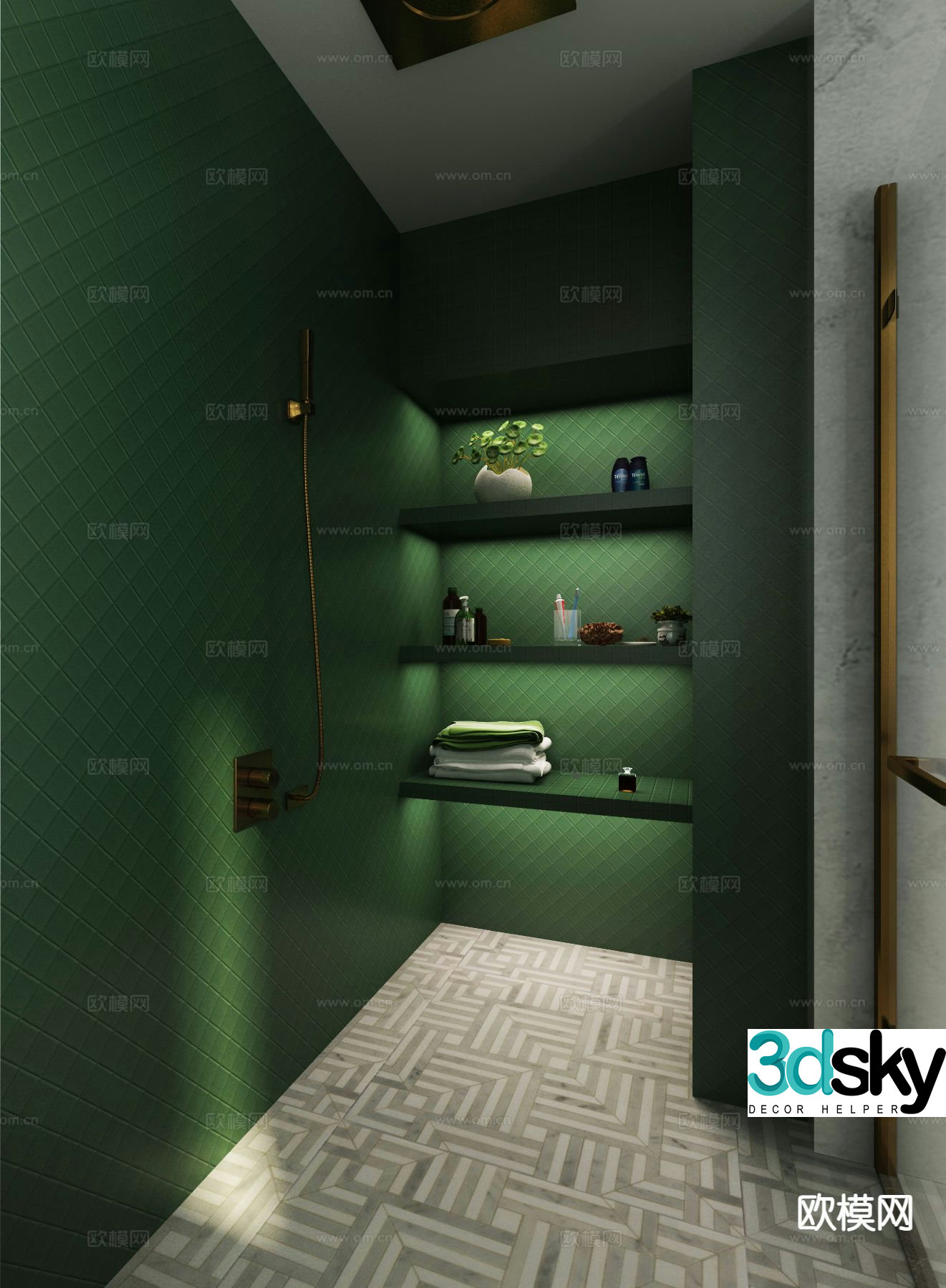 Hong Kong style light luxury bathroom bathroom master bathroom 3d model
