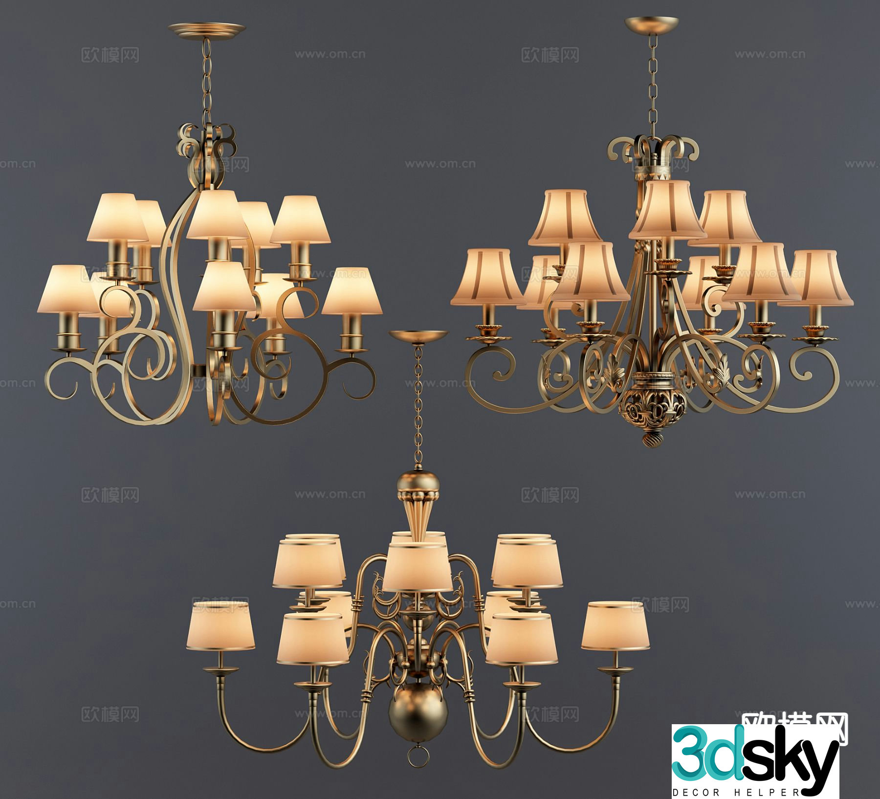 Simple European chandelier art chandelier 3d model