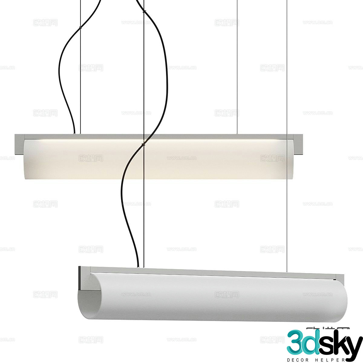 Modern long chandelier 3d model