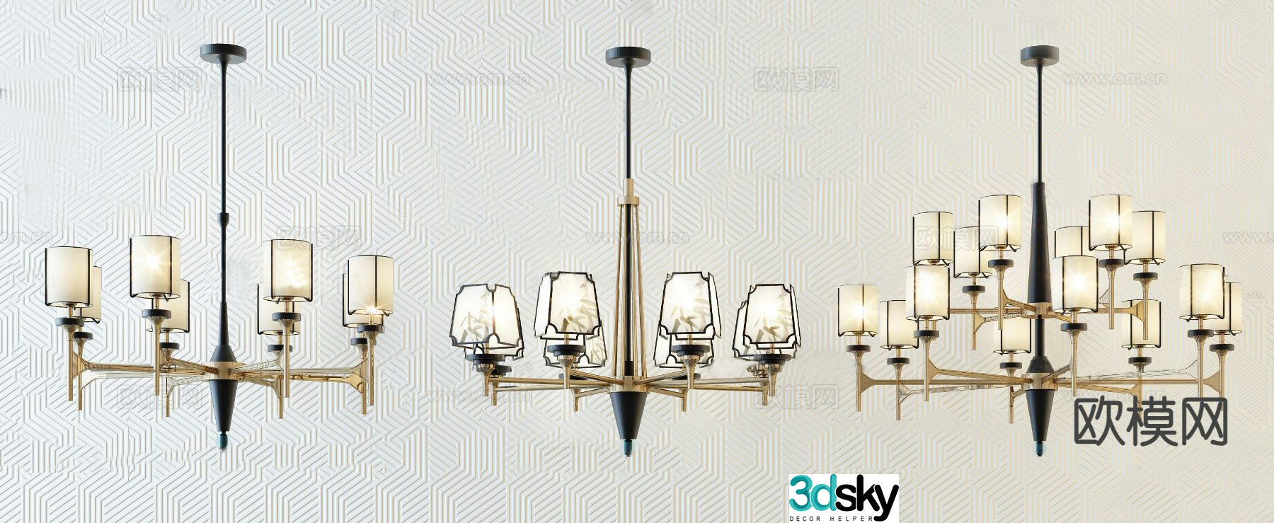 New Chinese style chandelier Zen chandelier 3d model