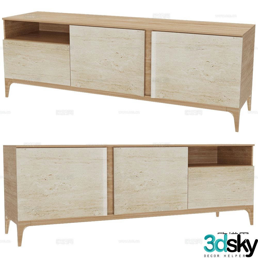 MAAMI log style sideboard 3d model
