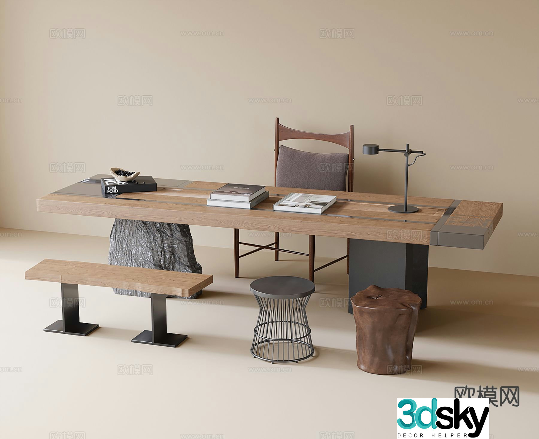 Wabi-sabi desk desk 3d model