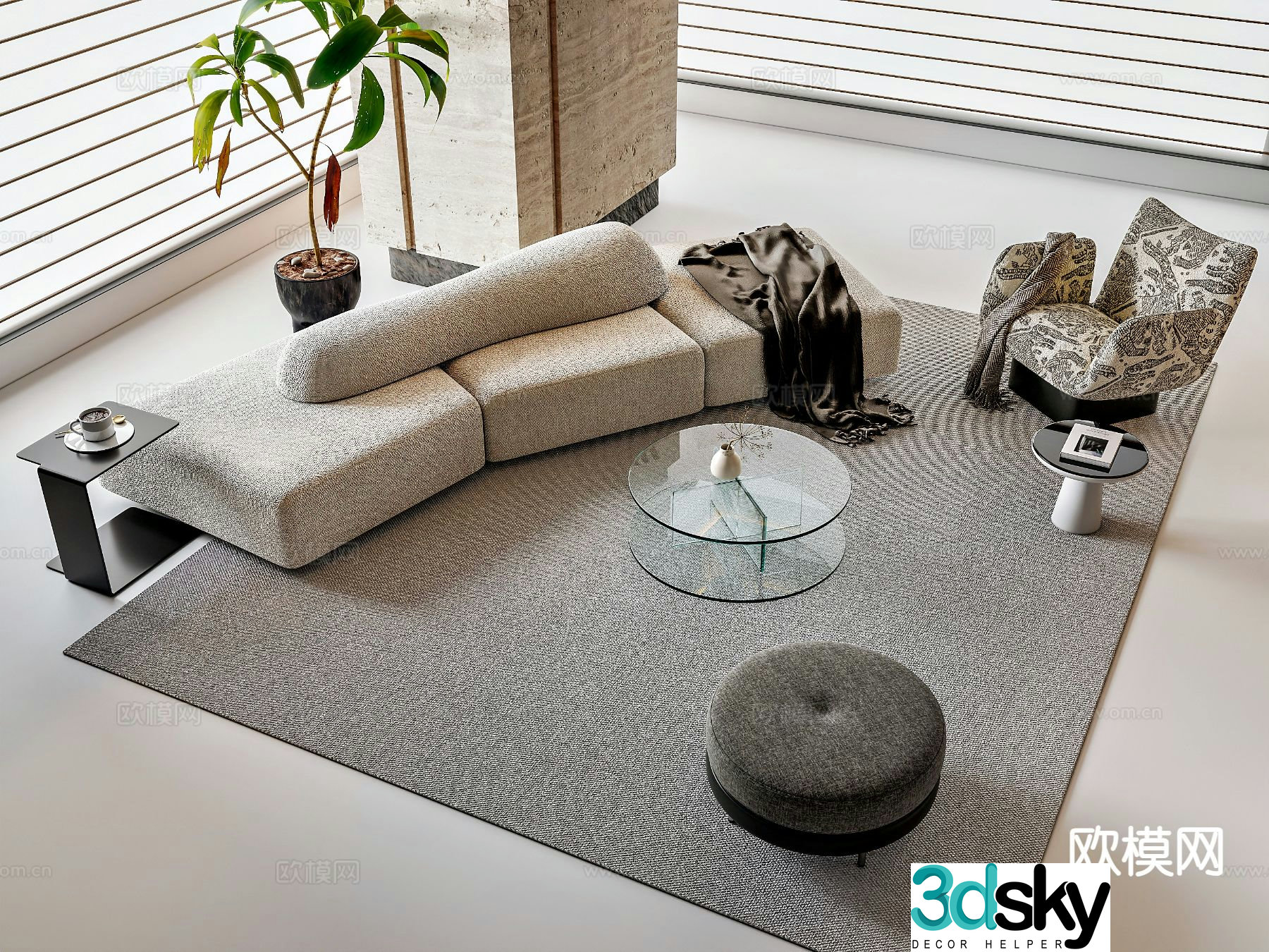 Modern modular sofa modular sofa sofa coffee table combination 3d model