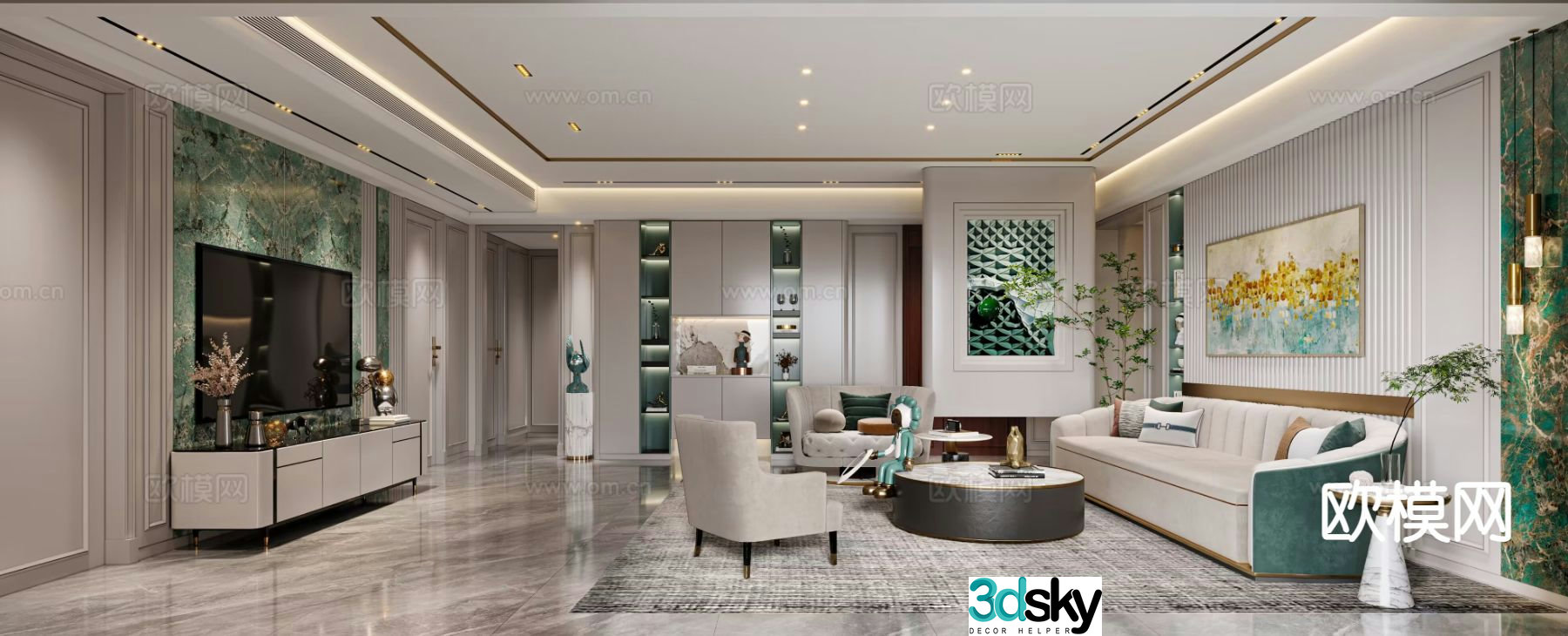 Light luxury living room 3D model