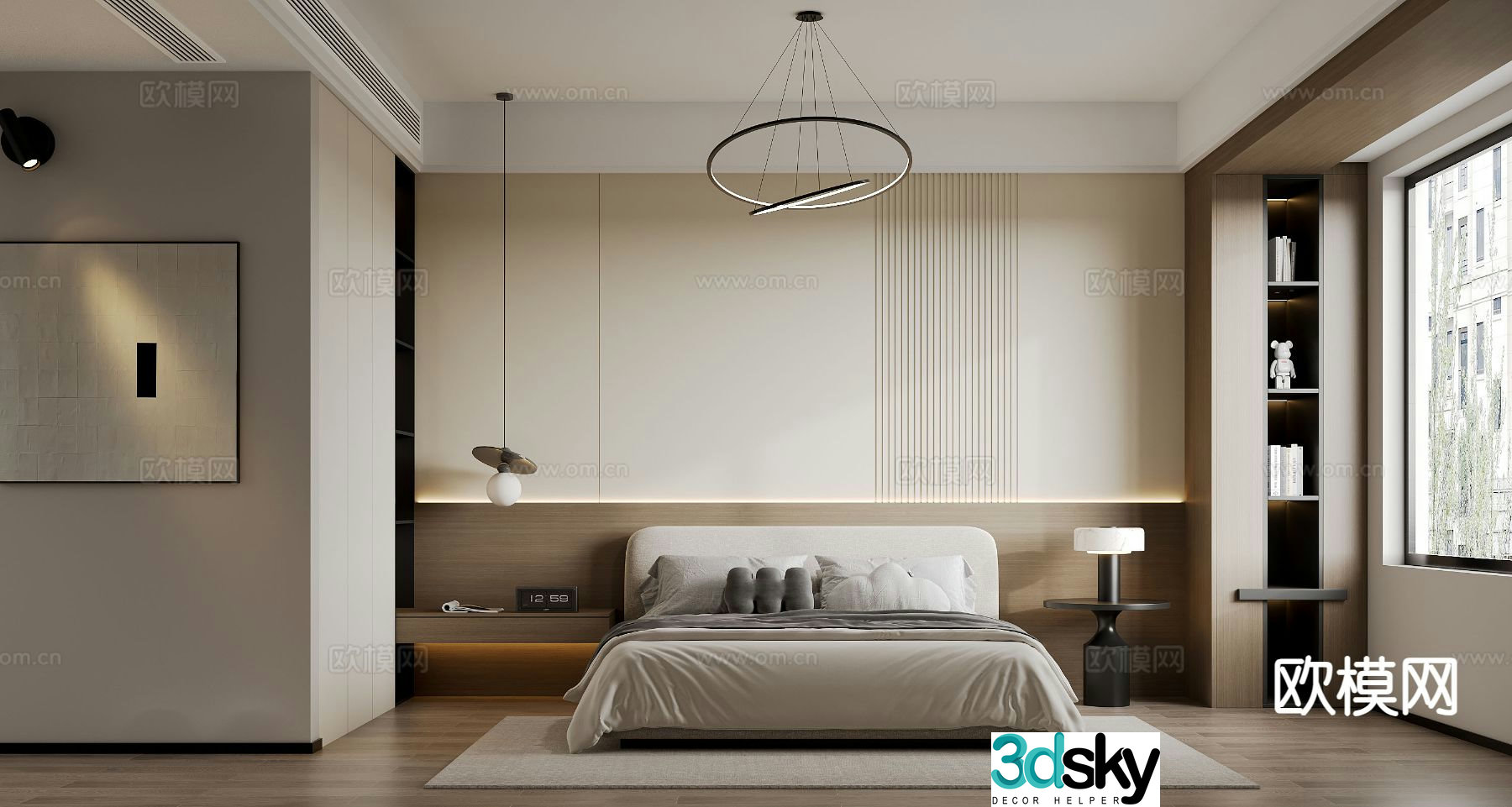 Modern minimalist bedroom master bedroom 3d model
