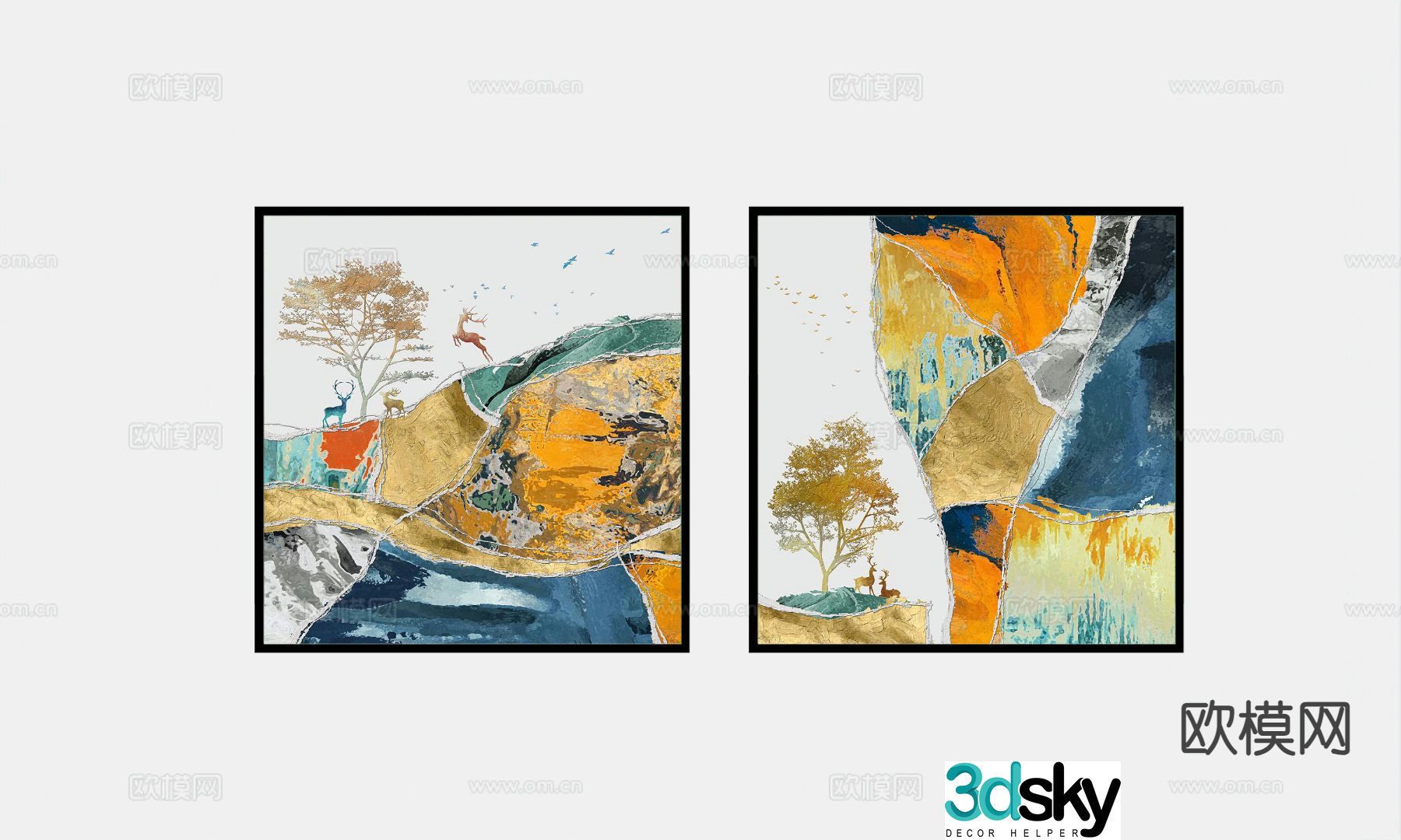 Decorative painting oil painting hanging painting 3d model
