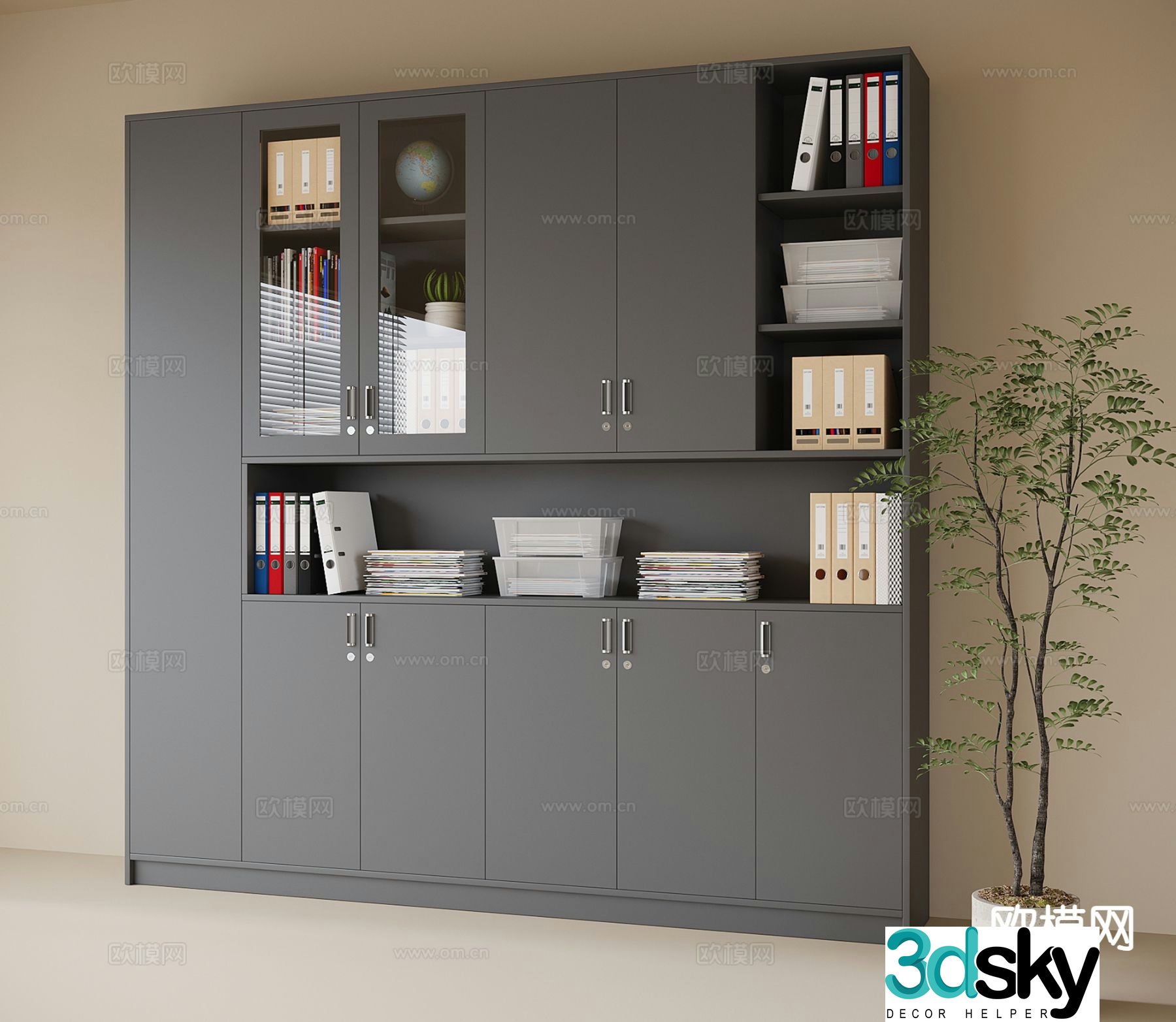 Modern iron cabinet file cabinet information cabinet 3d model