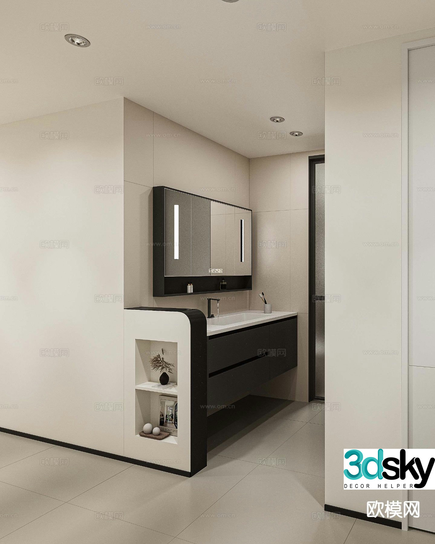 Modern bathroom dry area 3d model