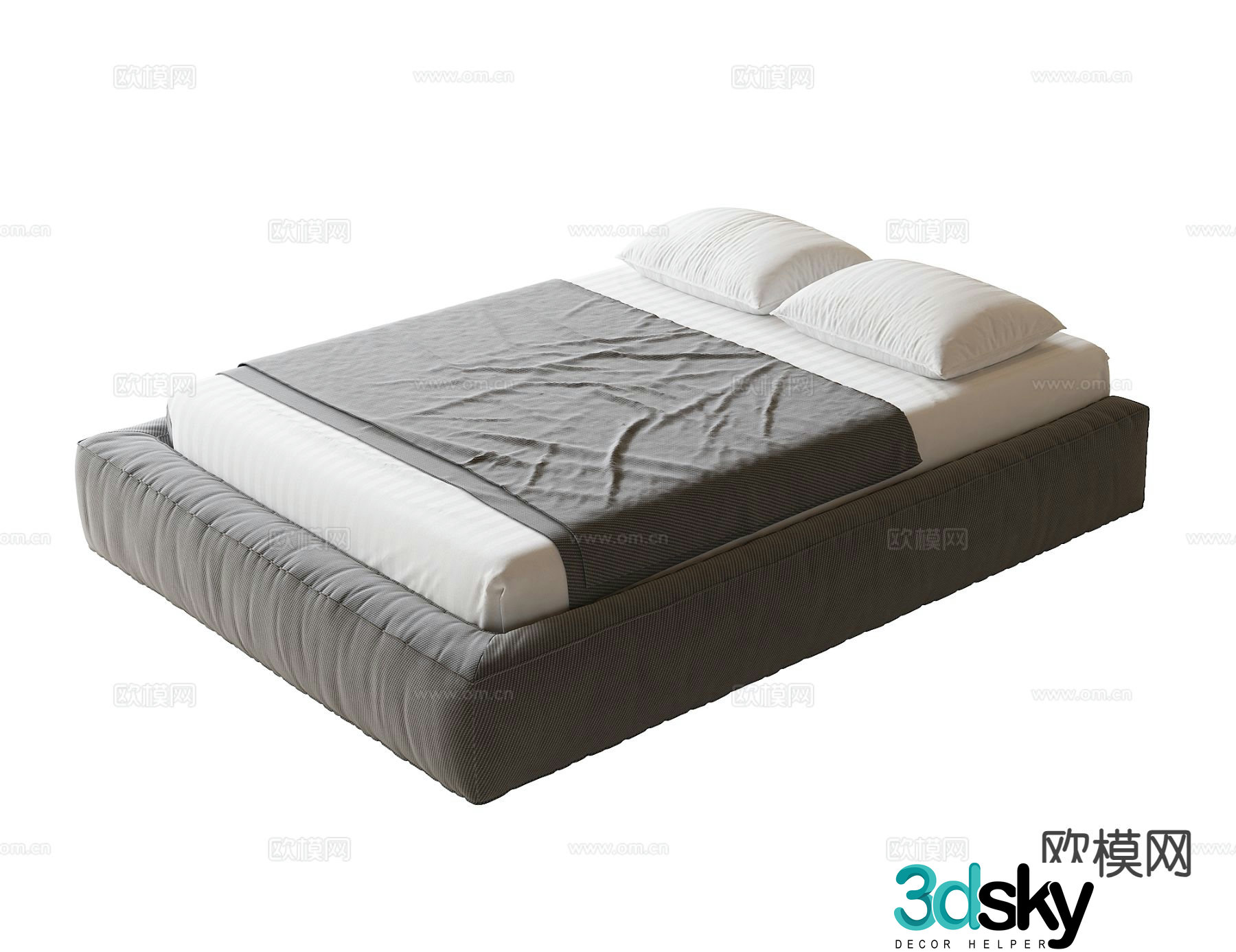 Modern tatami bed double bed 3d model
