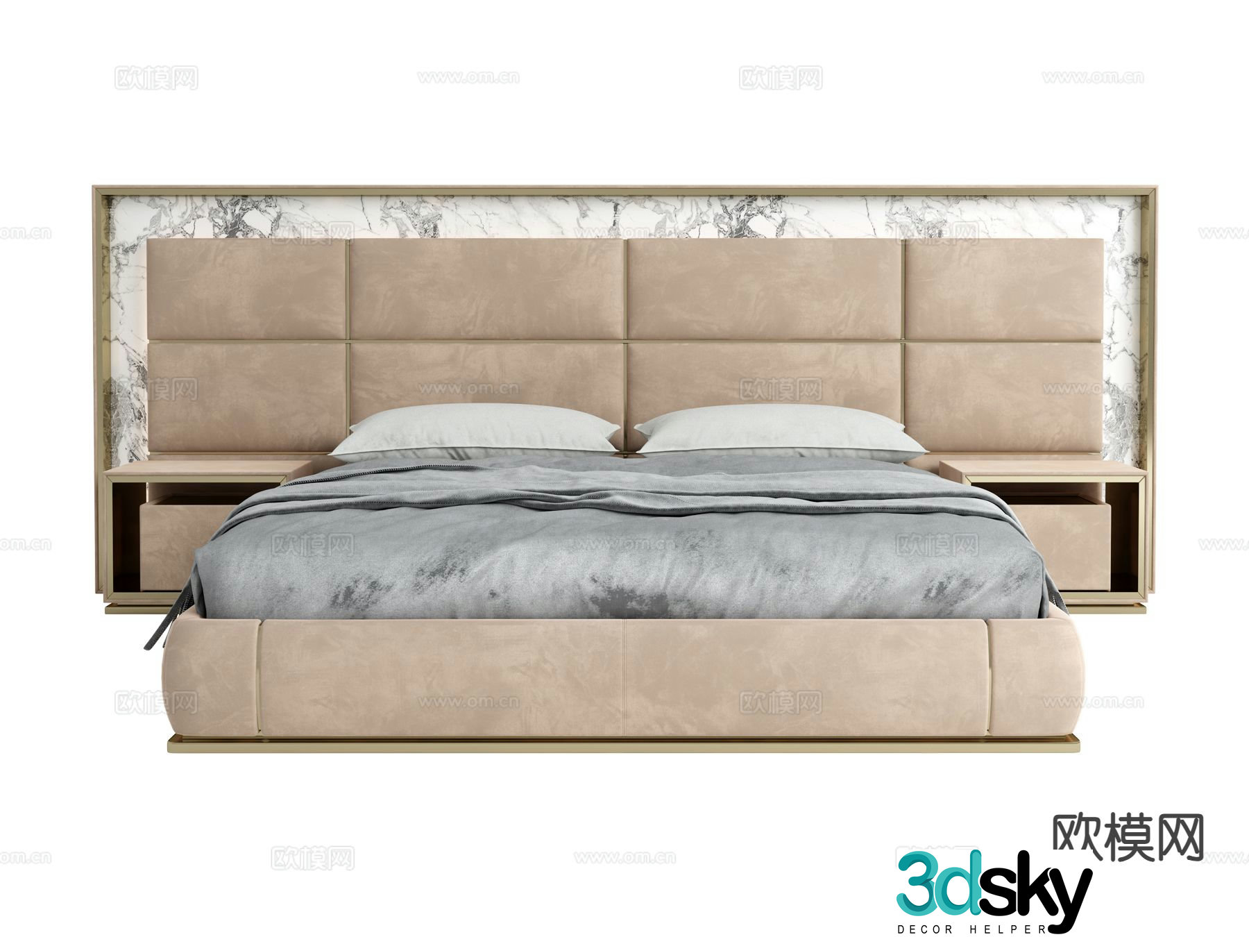 visionnaire Italian light luxury double bed 3D model