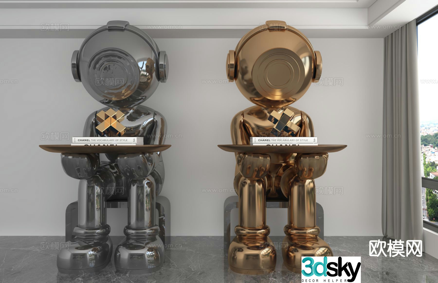 Modern astronaut trendy ornaments 3D model