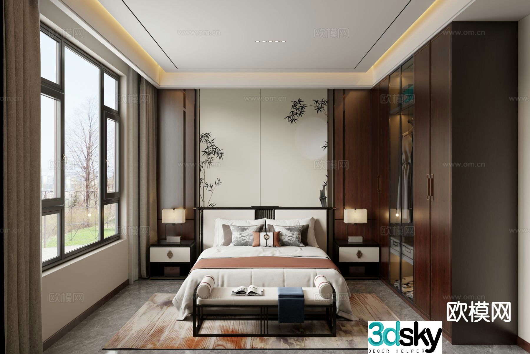 New Chinese style bedroom master bedroom 3d model