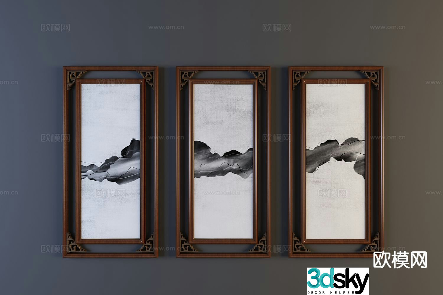 New Chinese style landscape painting decorative painting hanging painting 3D model