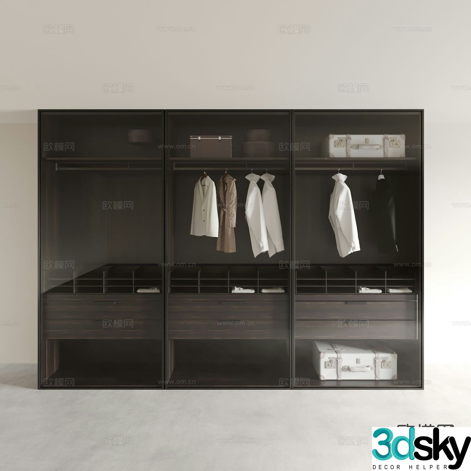 Modern glass wardrobe 3d model