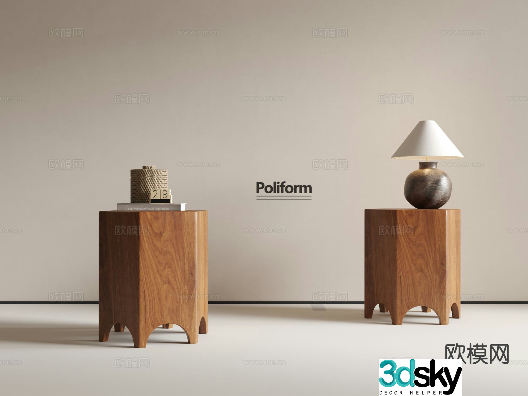Medieval style side table corner table small coffee table 3D model