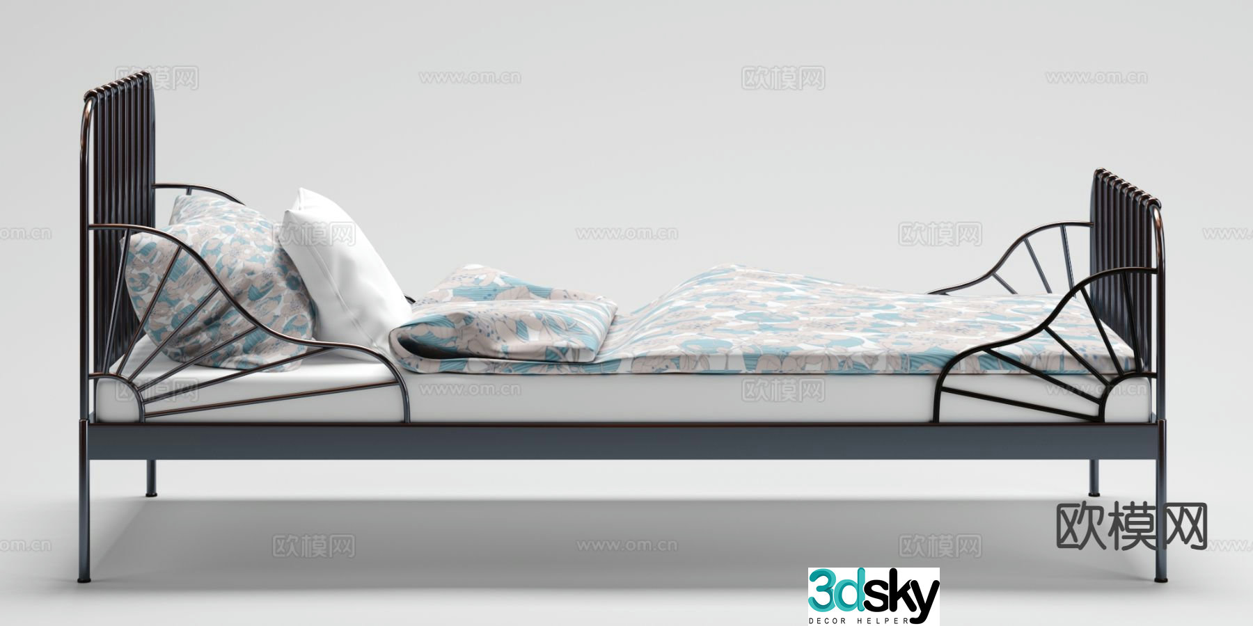 Industrial style single bed 3d model