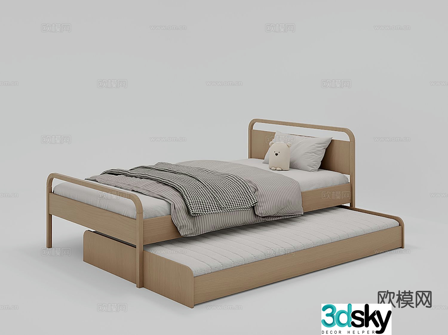 Mother-child bed parent-child bed deformed bed single bed 3D model