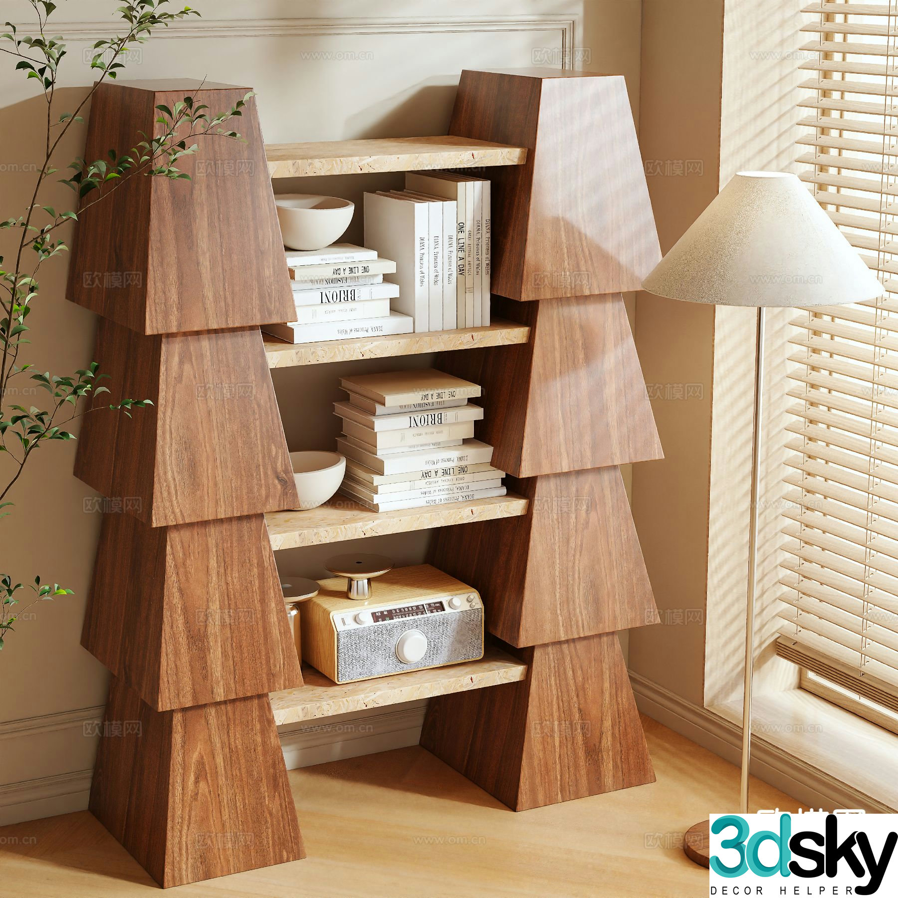 Medieval style bookshelf 3d model