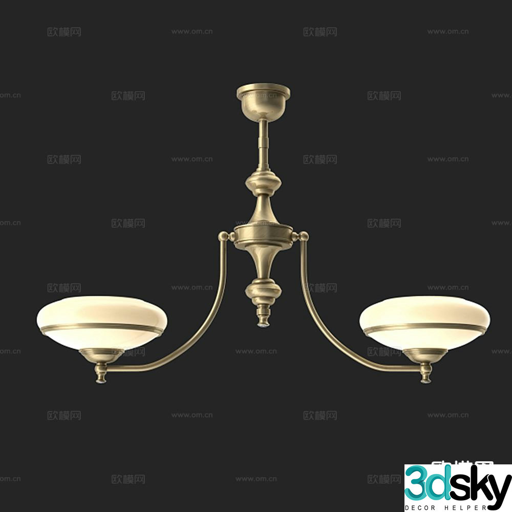 European double head chandelier 3d model