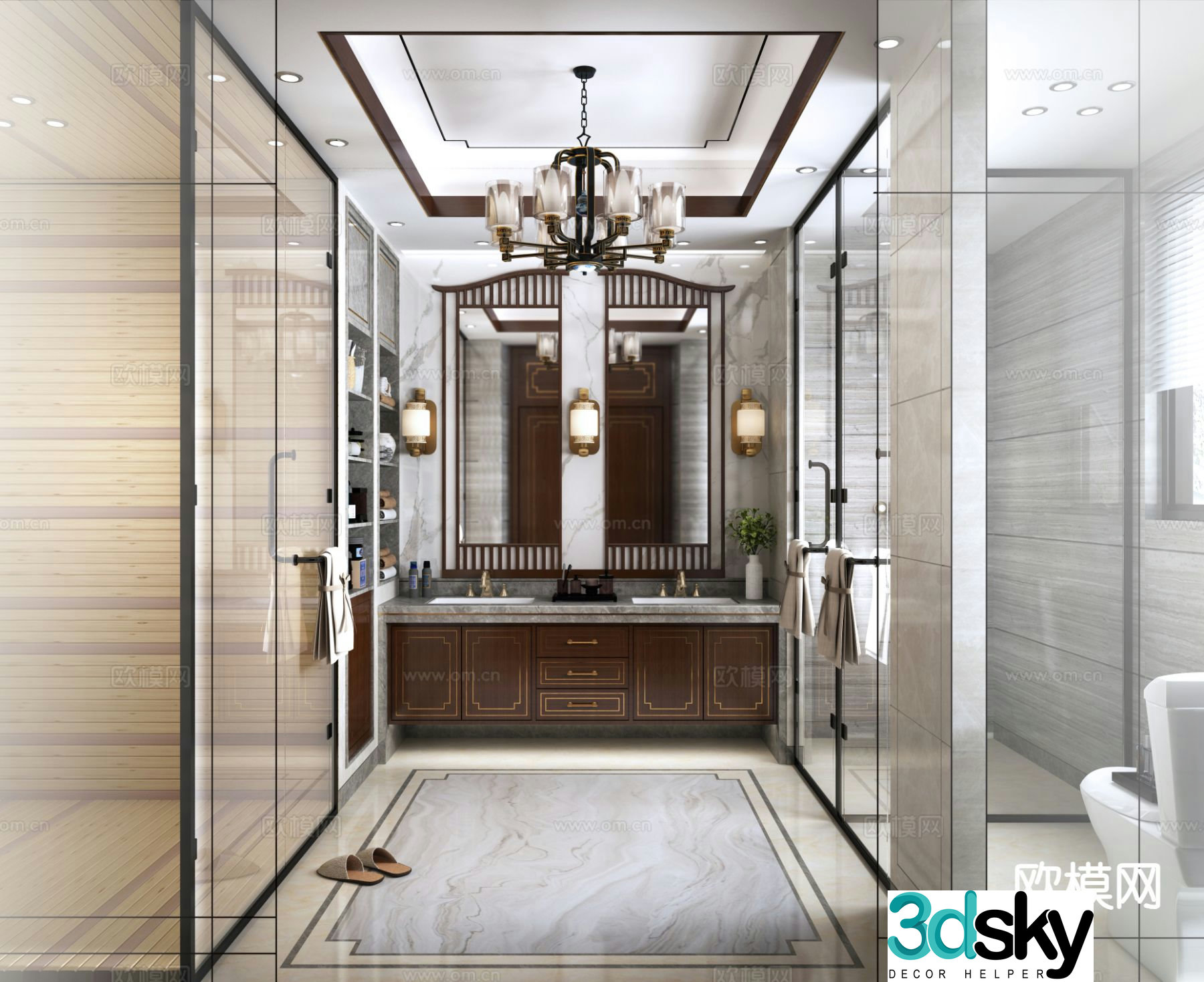 New Chinese style bathroom bathroom 3d model