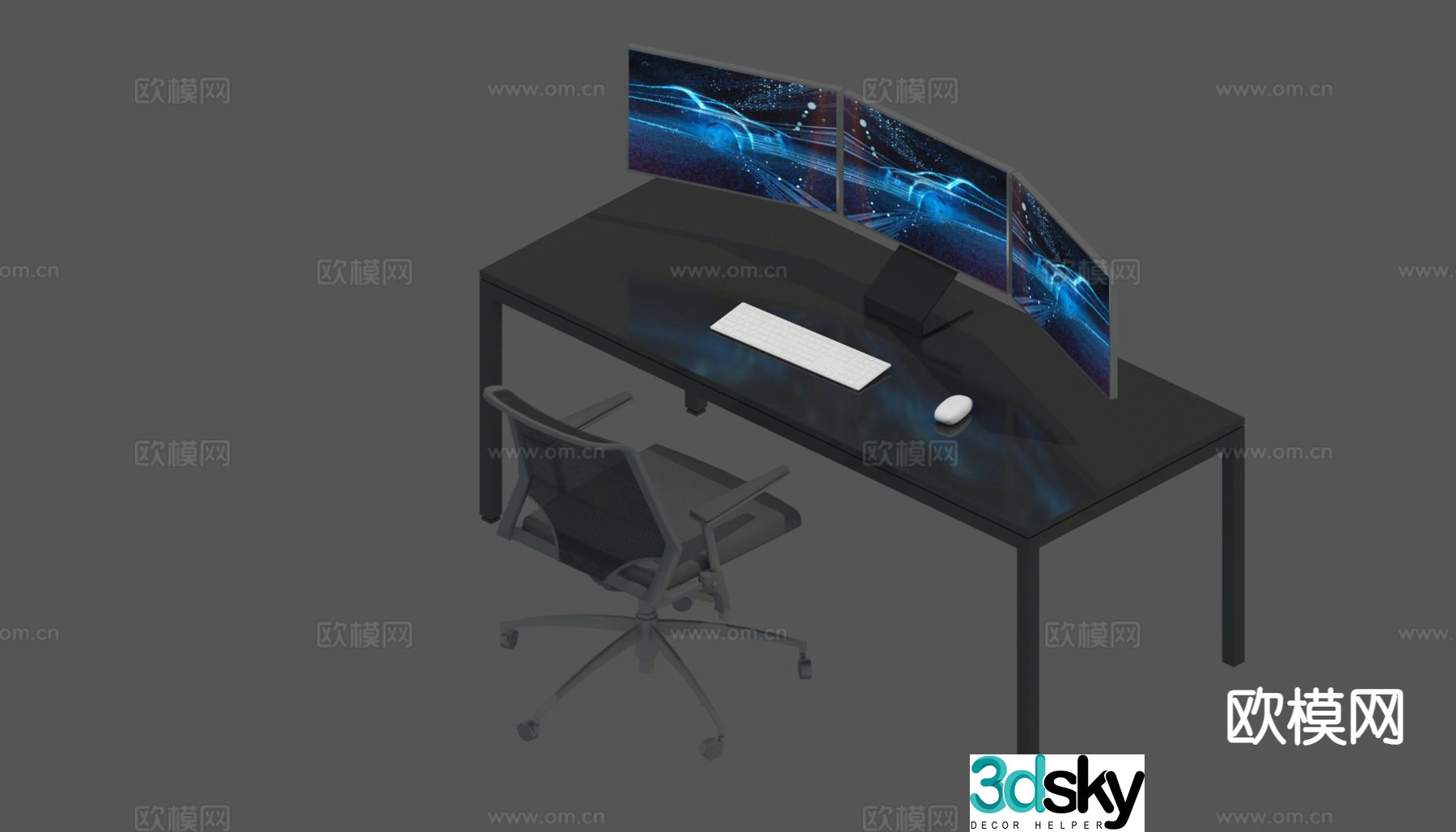 Modern desk computer desk 3d model
