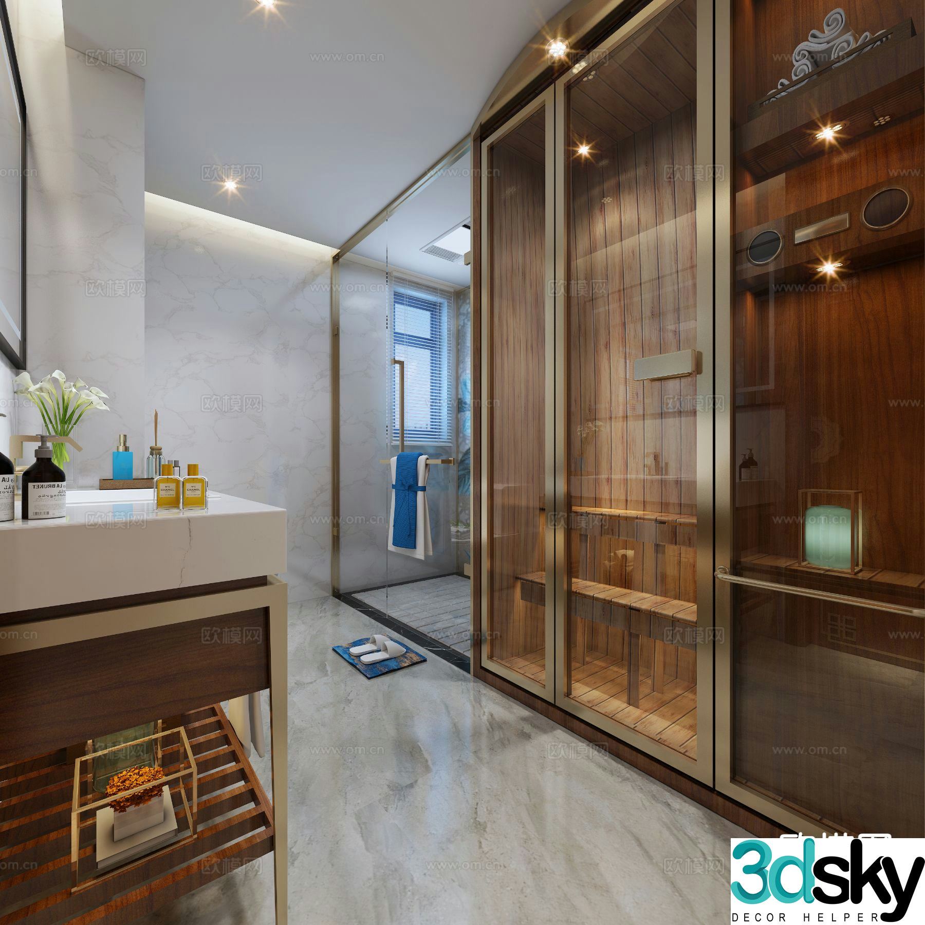 New Chinese style bathroom sauna room steam room 3d model