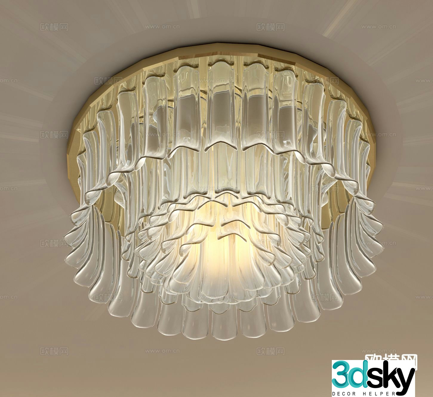 Light luxury crystal ceiling lamp 3D model