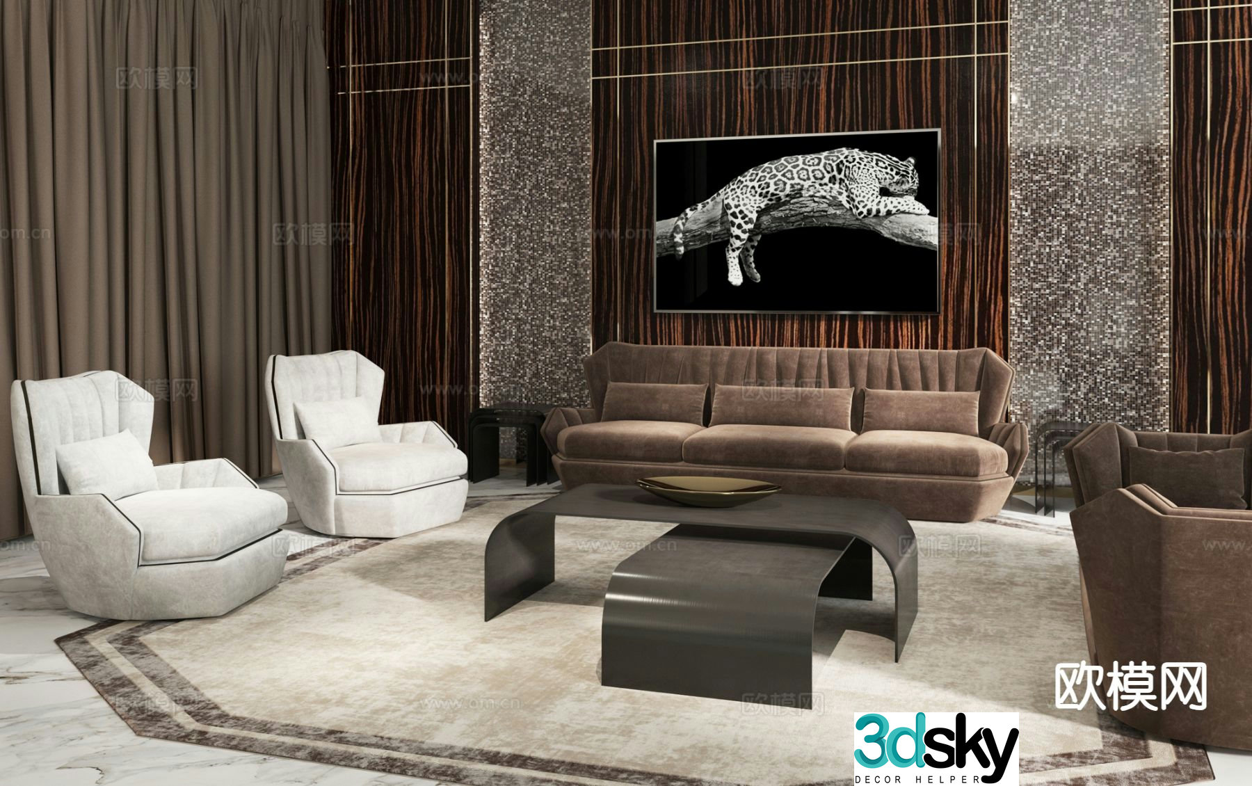 villusso Italian light luxury modular sofa 3D model