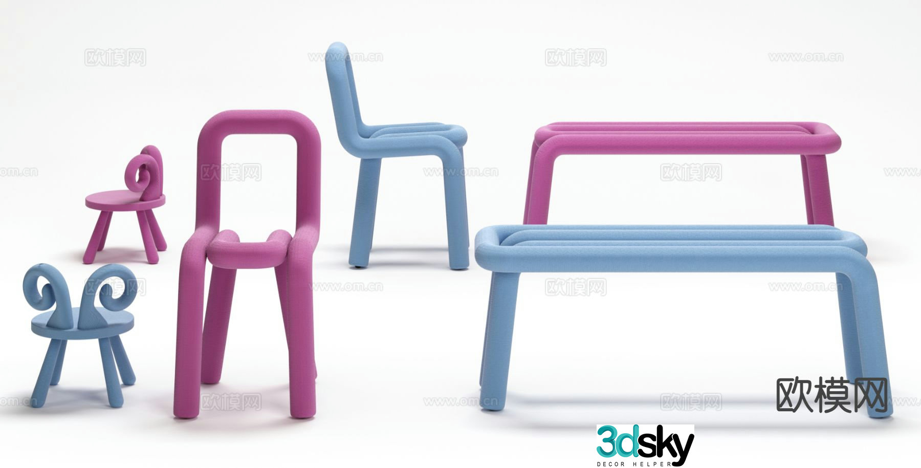 Children’s chair cartoon chair low stool 3d model