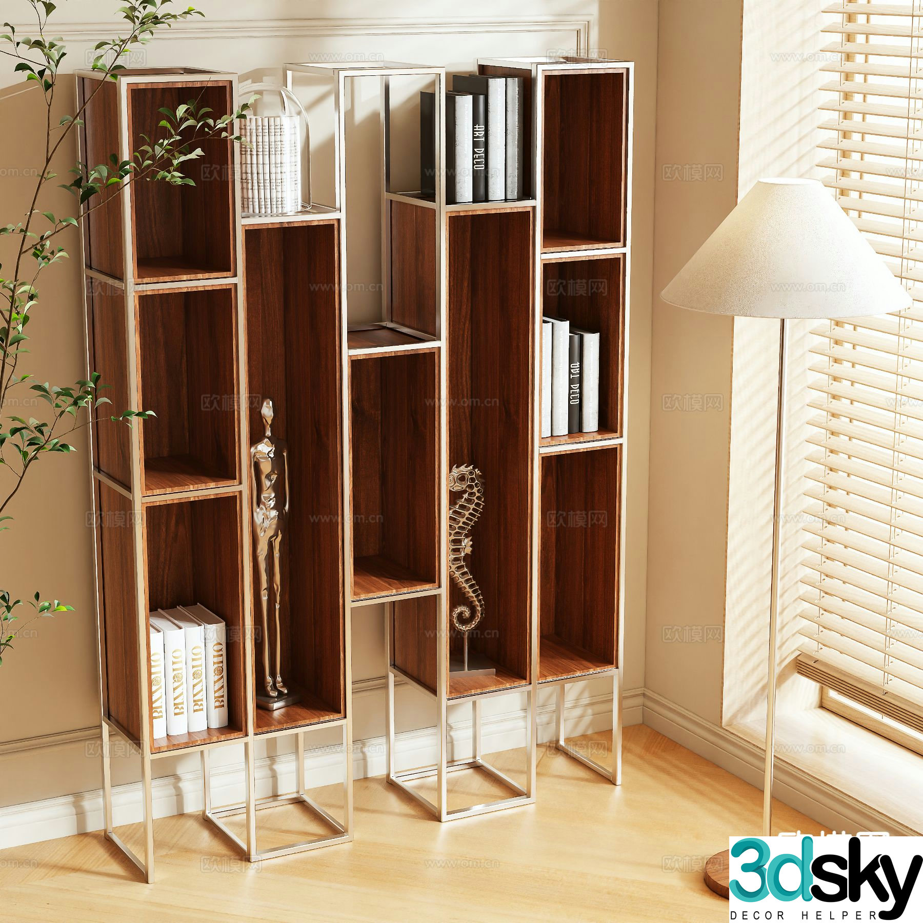 Log style bookcase bookshelf 3d model