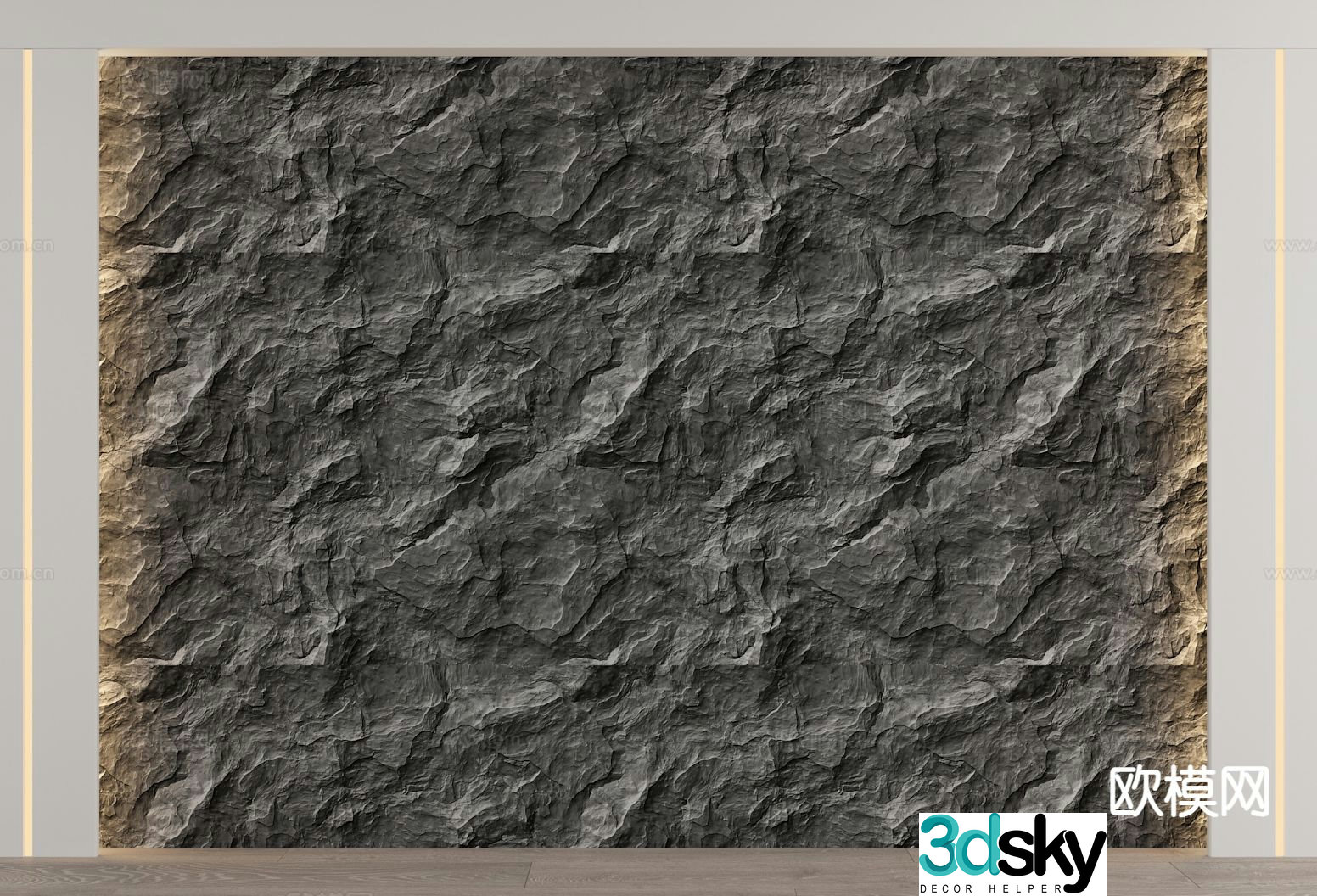 Rough stone wall ax split wall rock wall 3d model